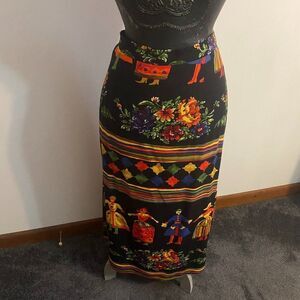 Caprichosa Inc. Vintage Black/Multi-color skirt, size 18